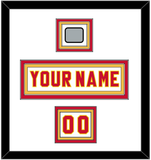 Calgary Nameplate, Number (Shoulder) & Stanley Cup Finals Patch - Home White (1980-1994) - Triple Mat 1