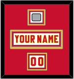 Calgary Nameplate, Number (Shoulder) & Stanley Cup Finals Patch - Home White (1980-1994) - Triple Mat 2