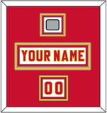 Calgary Nameplate, Number (Shoulder) & Stanley Cup Finals Patch - Home White (1980-1994) - Triple Mat 2