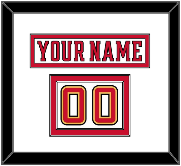 Calgary Nameplate & Number (Shoulder) - Road White (2017-2020) - Double Mat 1