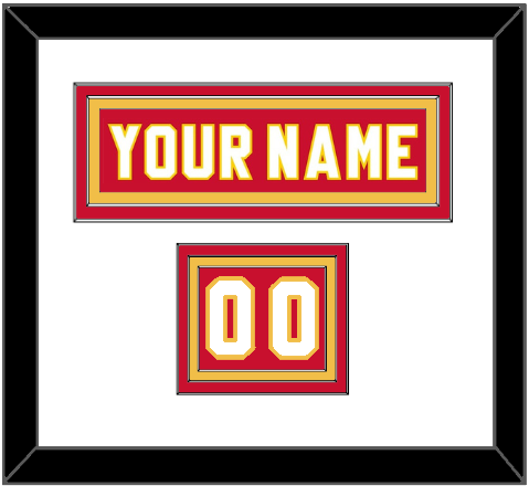 Calgary Nameplate & Number (Shoulder) - Home Red - Triple Mat 1