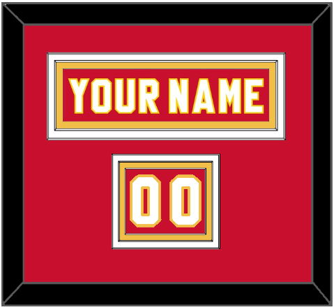 Calgary Nameplate & Number (Shoulder) - Home Red - Triple Mat 2