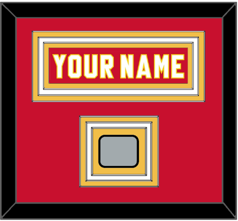 Calgary Nameplate & Stanley Cup Finals Jersey Patch - Road Red (1980-1994) - Triple Mat 1