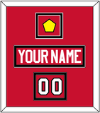 Chicago Nameplate, Number (Shoulder) & Jersey Logo Patch - Road/Home Red (1999-2007) - Double Mat 2
