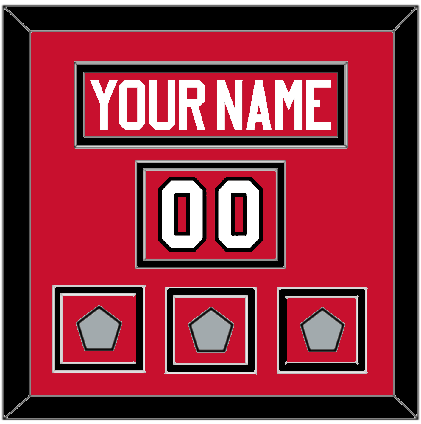 Chicago Nameplate, Number (Shoulder) & 3 Stanley Cup Finals Patches - Home Red (2007-2017) - Signature Tier 2