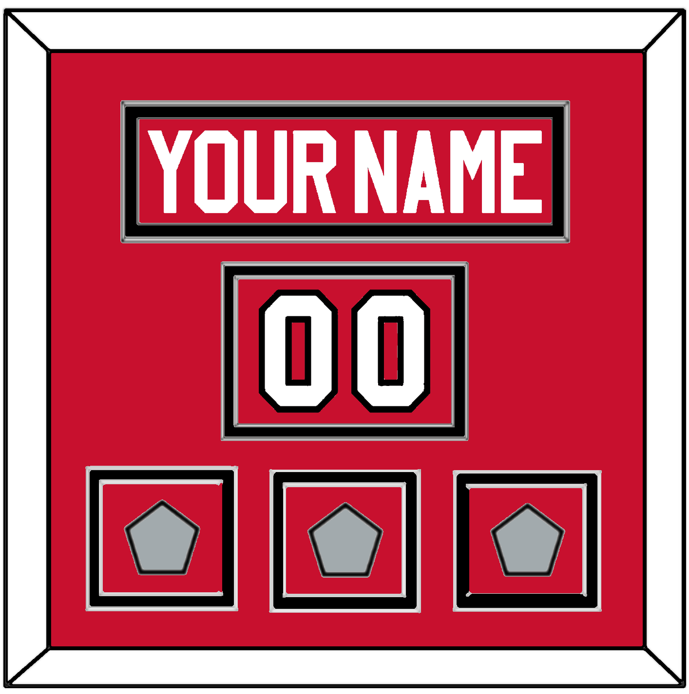 Chicago Nameplate, Number (Shoulder) & 3 Stanley Cup Finals Patches - Home Red (2007-2017) - Signature Tier 2