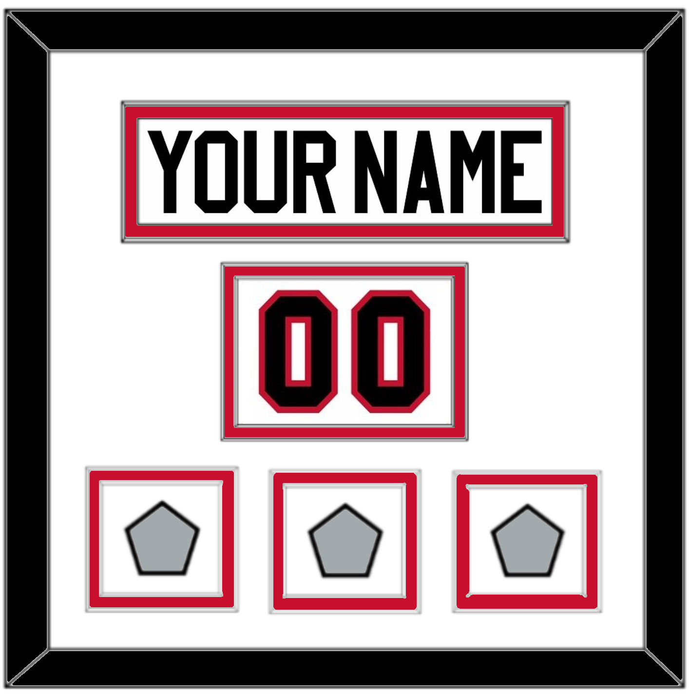 Chicago Nameplate, Number (Shoulder) & 3 Stanley Cup Champions Patches - Road White (2007-2017) - Signature Tier 1
