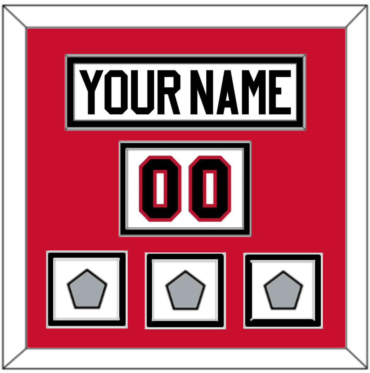 Chicago Nameplate, Number (Shoulder) & 3 Stanley Cup Finals Patches - Road White (2007-2017) - Signature Tier 2