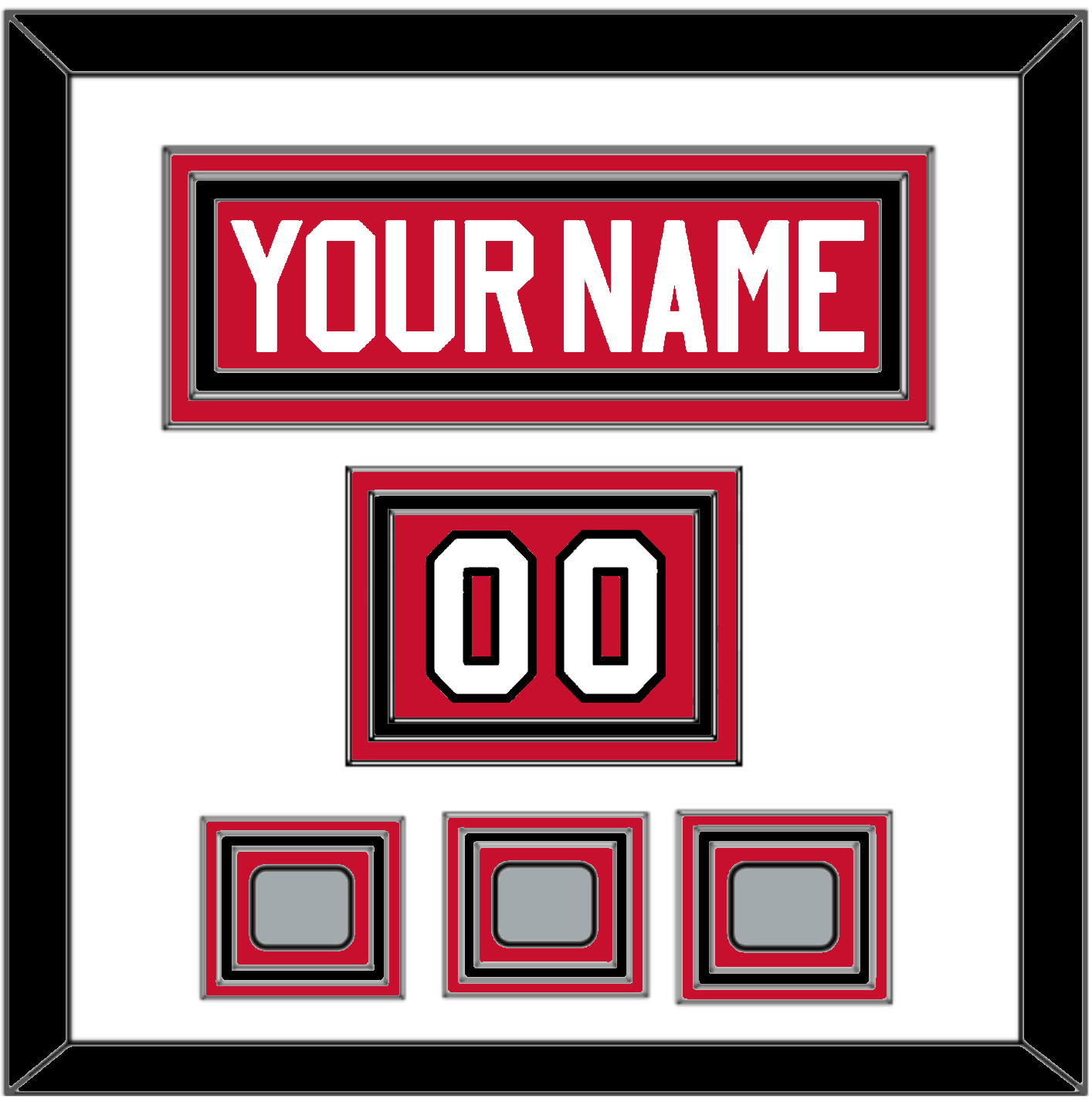 Chicago Nameplate, Number (Shoulder) & 3 Stanley Cup Champions Patches - Home Red (2007-2017) - Premier Tier 1