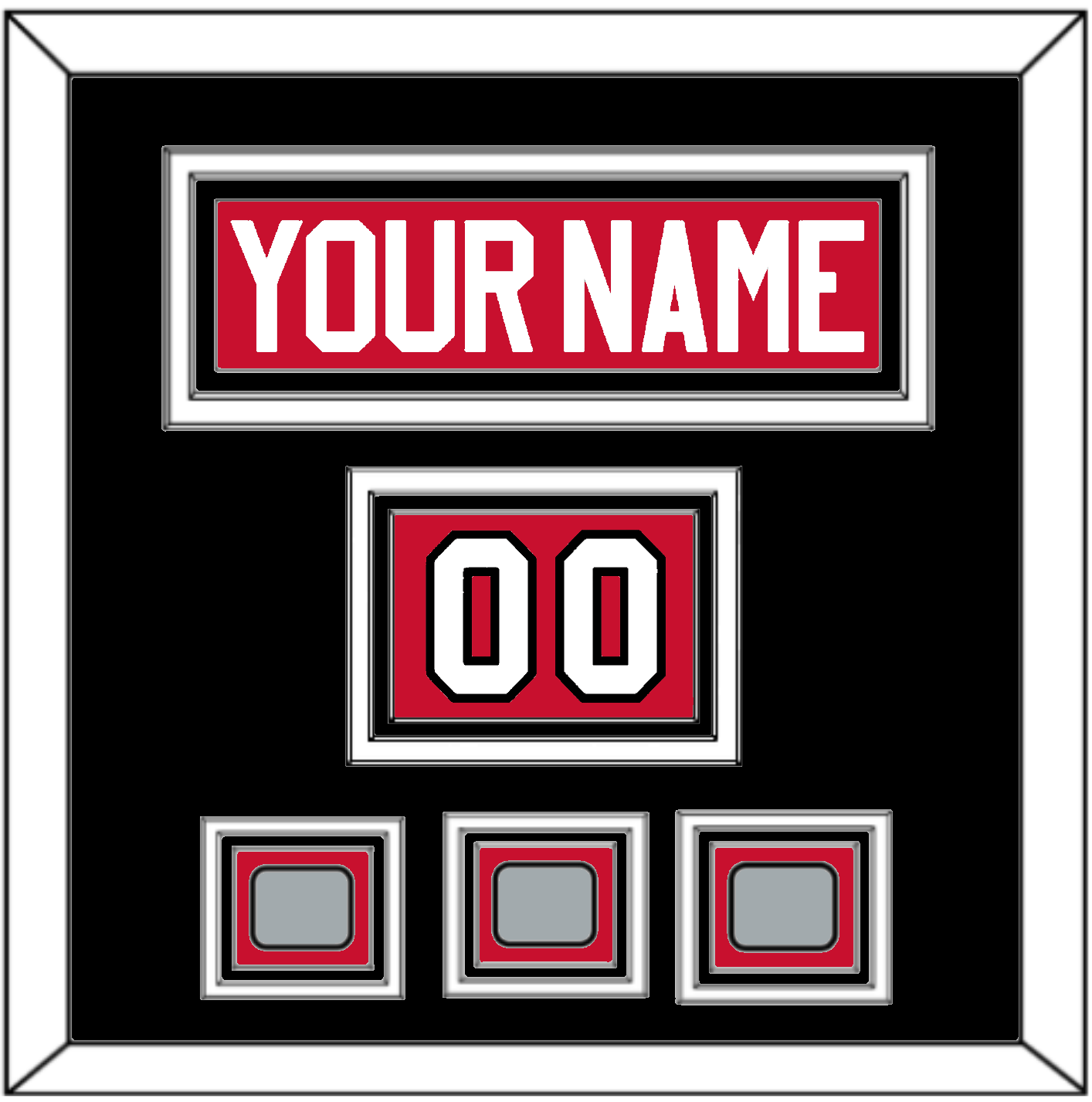 Chicago Nameplate, Number (Shoulder) & 3 Stanley Cup Champions Patches - Home Red (2007-2017) - Premier Tier 3
