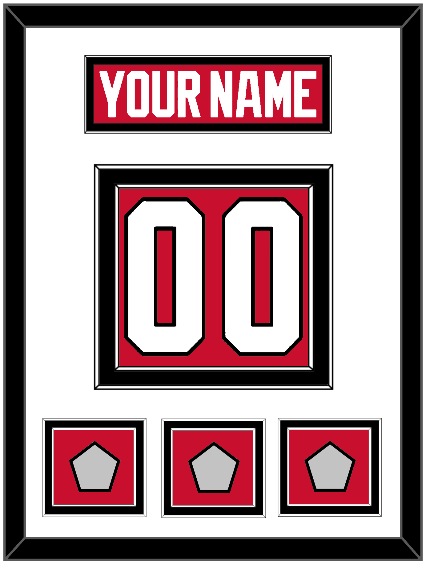 Chicago Nameplate & Number (Back) With 3 Stanley Cup Finals Patches - Home Red (2007-2017) - Signature Tier 1