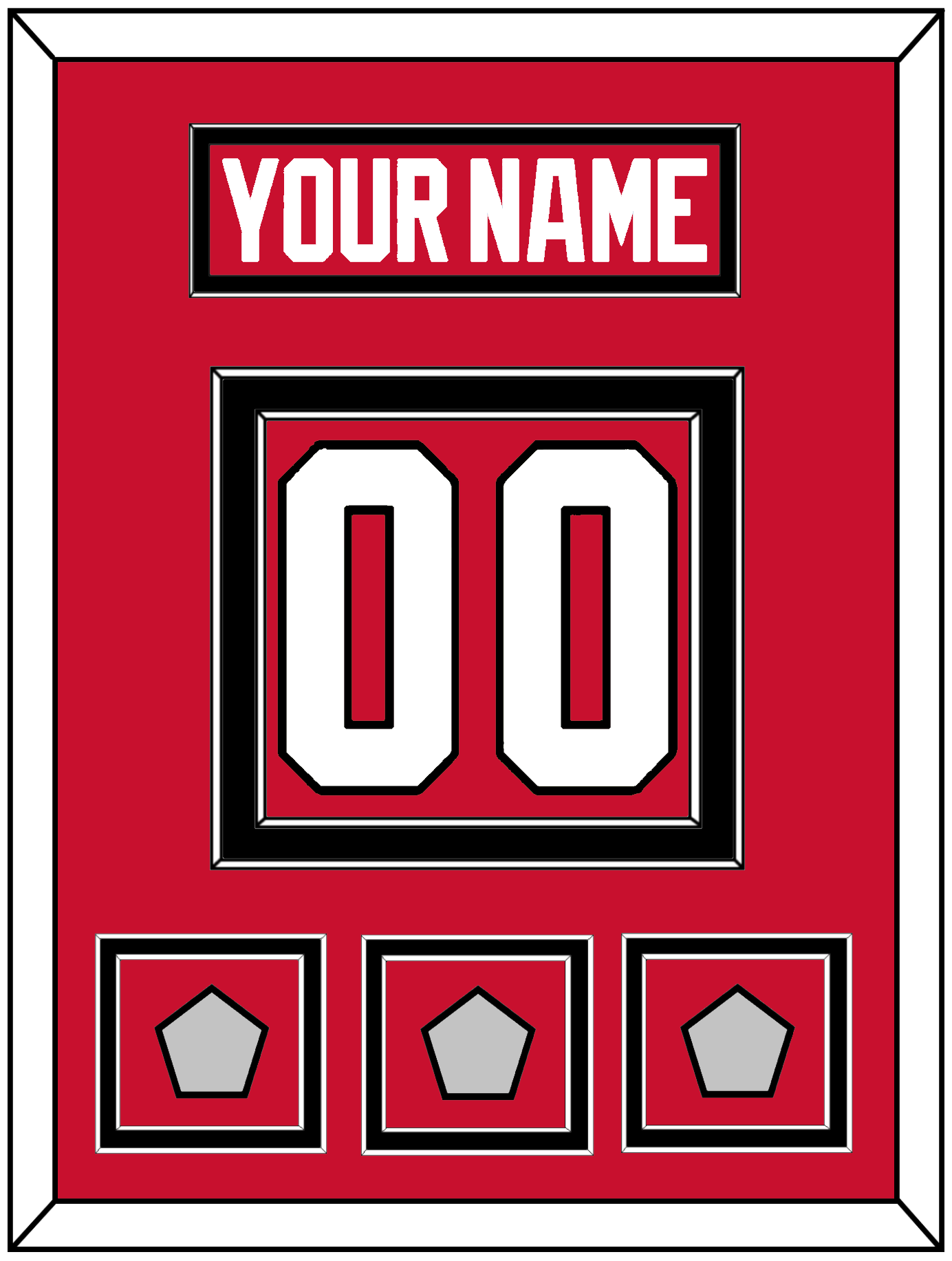 Chicago Nameplate & Number (Back) With 3 Stanley Cup Champions Patches - Home Red (2007-2017) - Signature Tier 2