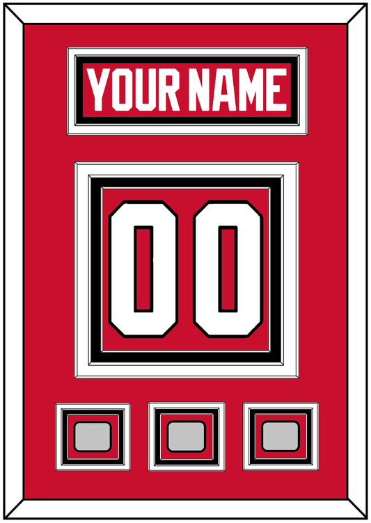 Chicago Nameplate & Number (Back) With 3 Stanley Cup Champions Patches - Home Red (2007-2017) - Premier Tier 2
