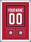 Chicago Nameplate & Number (Back) Combined With 2 Stanley Cup Finals Patches - Home Red (2007-2017) - Double Mat 2