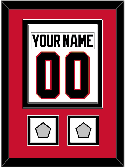 Chicago Nameplate & Number (Back) Combined With 2 Stanley Cup Champions Patches - Road White (2007-2017) - Signature Tier 2