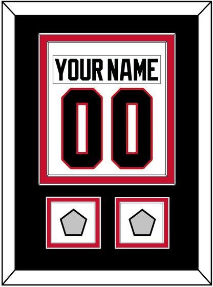 Chicago Nameplate & Number (Back) Combined With 2 Stanley Cup Champions Patches - Road White (2007-2017) - Signature Tier 3