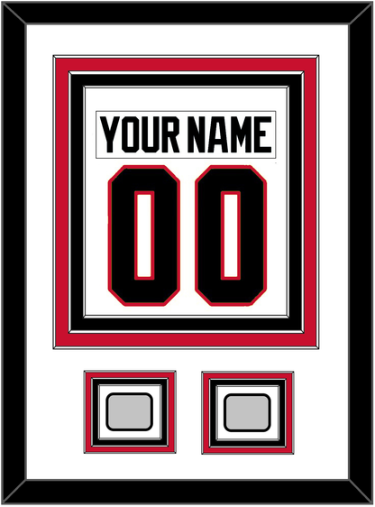 Chicago Nameplate & Number (Back) Combined With 2 Stanley Cup Champions Patches - Road White (2007-2017) - Premier Tier 1