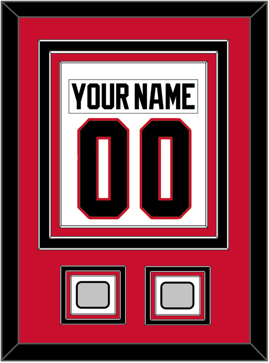 Chicago Nameplate & Number (Back) Combined With 2 Stanley Cup Champions Patches - Road White (2007-2017) - Premier Tier 2