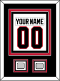 Chicago Nameplate & Number (Back) Combined With 2 Stanley Cup Champions Patches - Road White (2007-2017) - Triple Mat 3