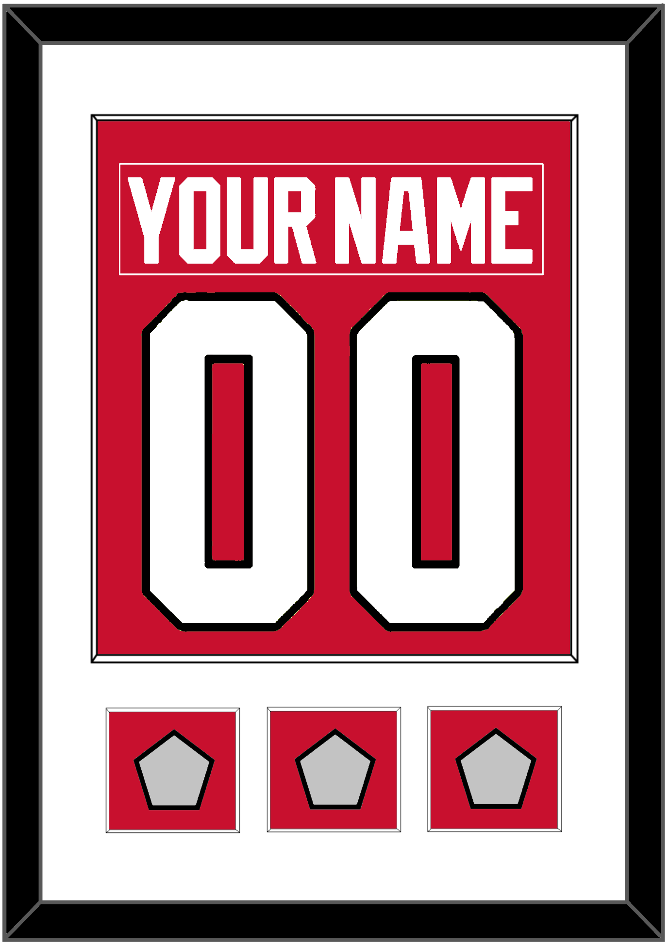 Chicago Nameplate & Number (Back) Combined With 3 Stanley Cup Champions Patches - Home Red (2007-2017) - Essential Tier 1