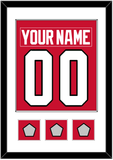 Chicago Nameplate & Number (Back) Combined With 3 Stanley Cup Champions Patches - Home Red (2007-2017) - Single Mat 1