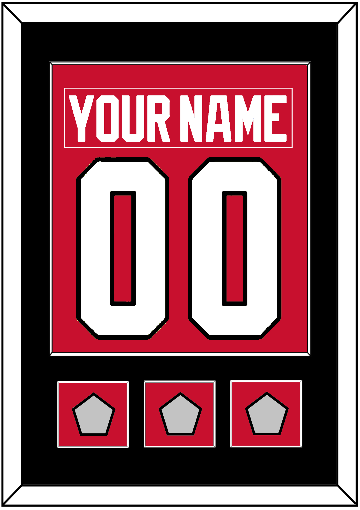 Chicago Nameplate & Number (Back) Combined With 3 Stanley Cup Finals Patches - Home Red (2007-2017) - Essential Tier 2