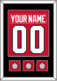 Chicago Nameplate & Number (Back) Combined With 3 Stanley Cup Champions Patches - Home Red (2007-2017) - Single Mat 2
