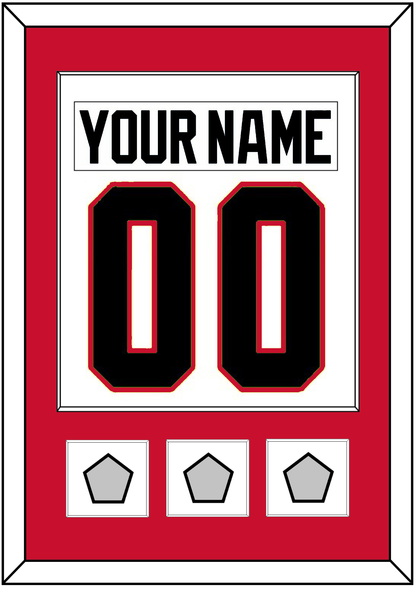 Chicago Nameplate & Number (Back) Combined With 3 Stanley Cup Champions Patches - Road White (2007-2017) - Essential Tier 1