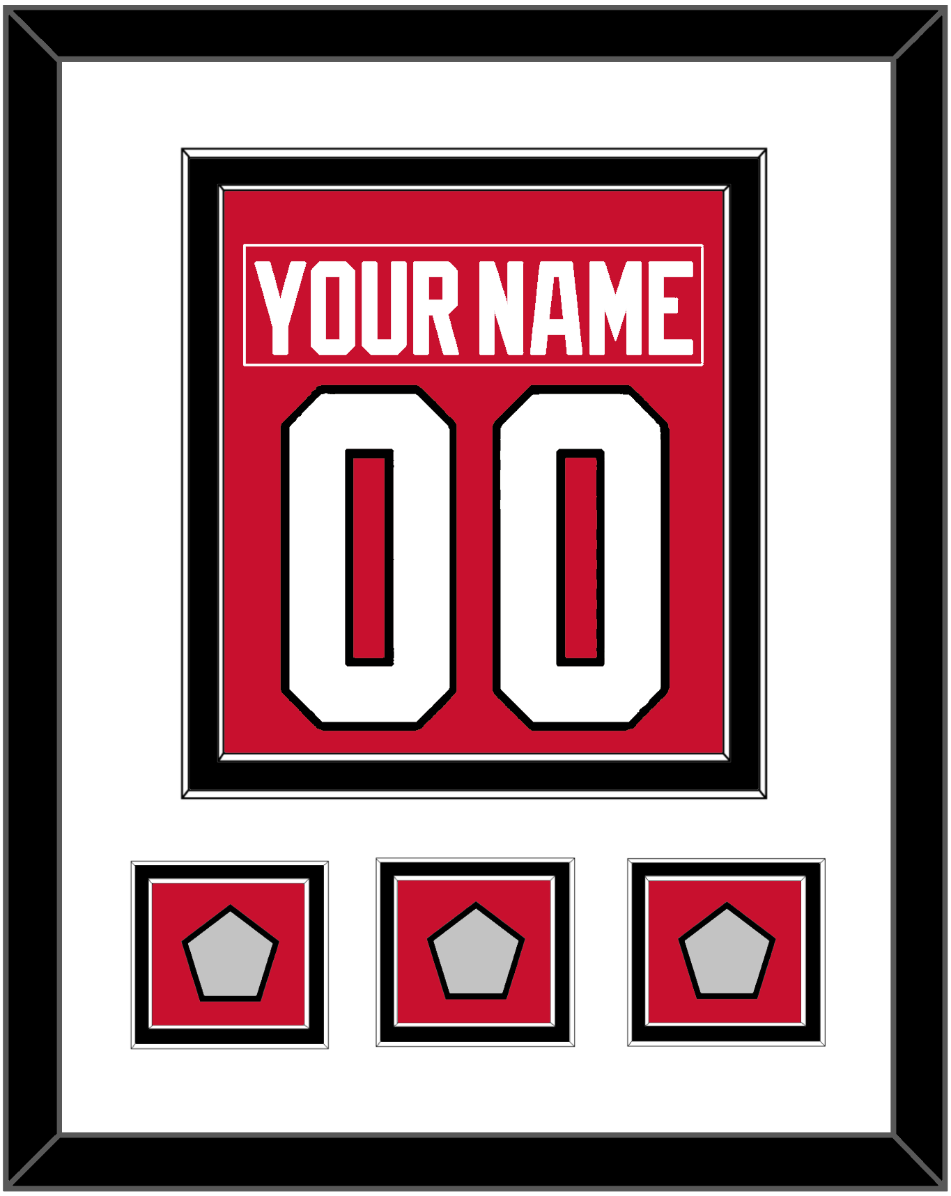 Chicago Nameplate & Number (Back) Combined With 3 Stanley Cup Champions Patches - Home Red (2007-2017) - Signature Tier 1