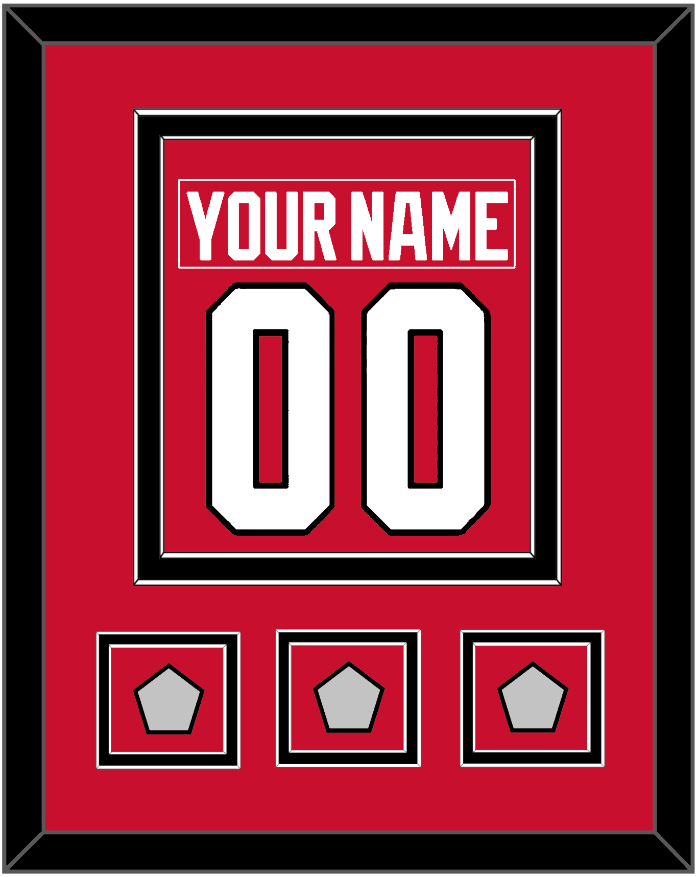 Chicago Nameplate & Number (Back) Combined With 3 Stanley Cup Champions Patches - Home Red (2007-2017) - Signature Tier 2