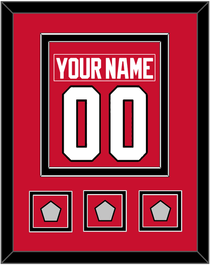 Chicago Nameplate & Number (Back) Combined With 3 Stanley Cup Champions Patches - Home Red (2007-2017) - Signature Tier 2