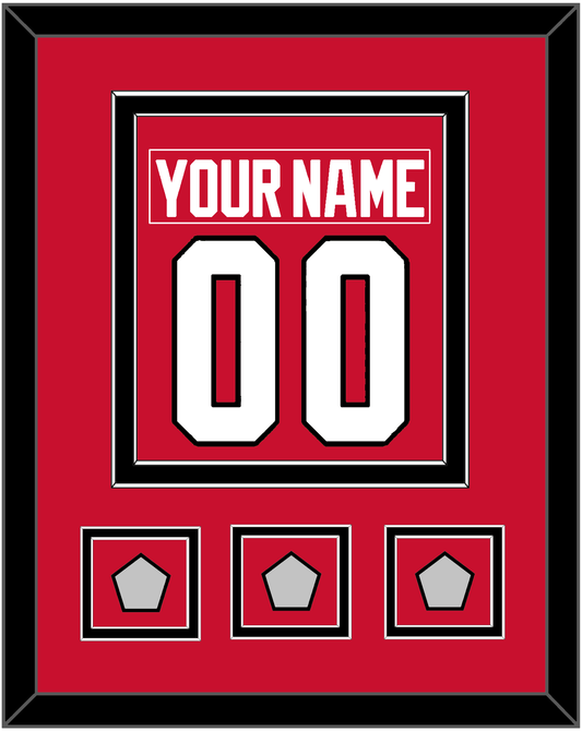 Chicago Nameplate & Number (Back) Combined With 3 Stanley Cup Champions Patches - Home Red (2007-2017) - Signature Tier 2