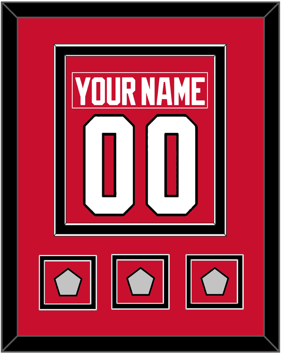 Chicago Nameplate & Number (Back) Combined With 3 Stanley Cup Finals Patches - Home Red (2007-2017) - Double Mat 2
