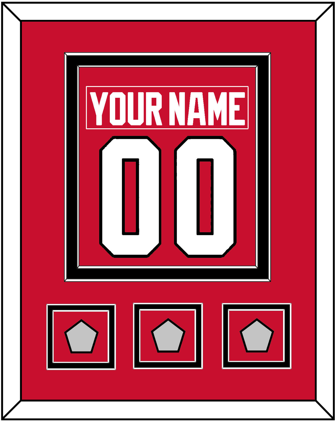 Chicago Nameplate & Number (Back) Combined With 3 Stanley Cup Champions Patches - Home Red (2007-2017) - Signature Tier 2