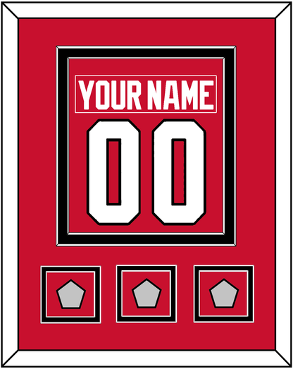 Chicago Nameplate & Number (Back) Combined With 3 Stanley Cup Champions Patches - Home Red (2007-2017) - Signature Tier 2