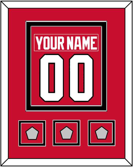 Chicago Nameplate & Number (Back) Combined With 3 Stanley Cup Champions Patches - Home Red (2007-2017) - Signature Tier 2