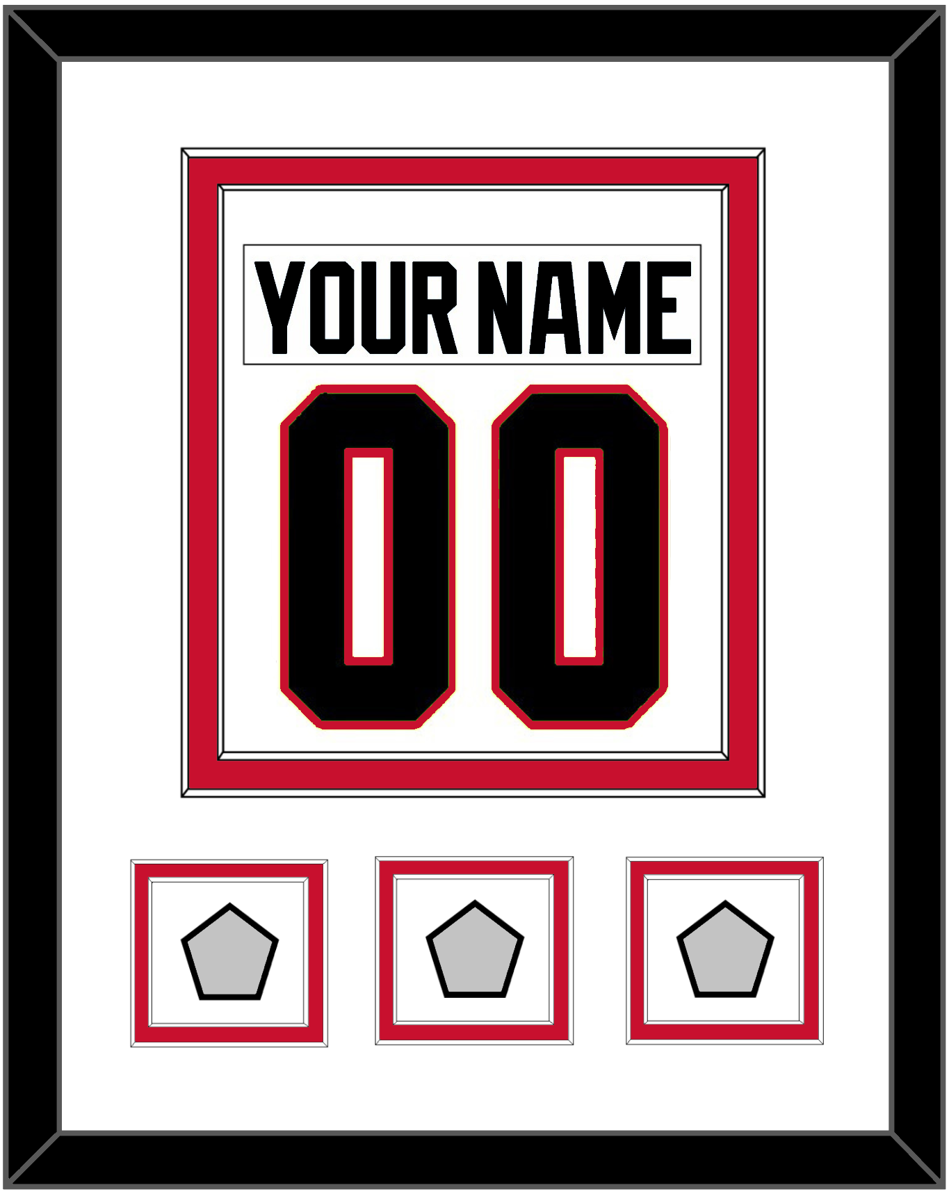 Chicago Nameplate & Number (Back) Combined With 3 Stanley Cup Finals Patches - Road White (2007-2017) - Signature Tier 1