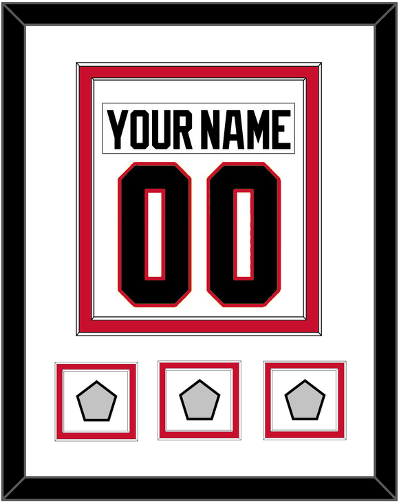 Chicago Nameplate & Number (Back) Combined With 3 Stanley Cup Champions Patches - Road White (2007-2017) - Double Mat 1