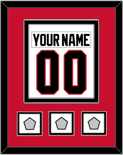 Chicago Nameplate & Number (Back) Combined With 3 Stanley Cup Champions Patches - Road White (2007-2017) - Signature Tier 2