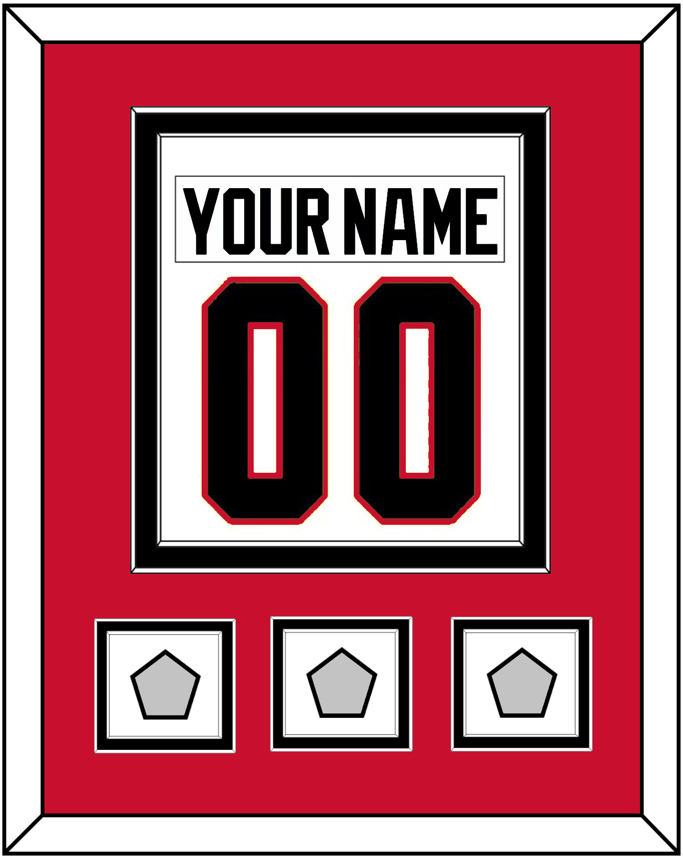 Chicago Nameplate & Number (Back) Combined With 3 Stanley Cup Champions Patches - Road White (2007-2017) - Signature Tier 2
