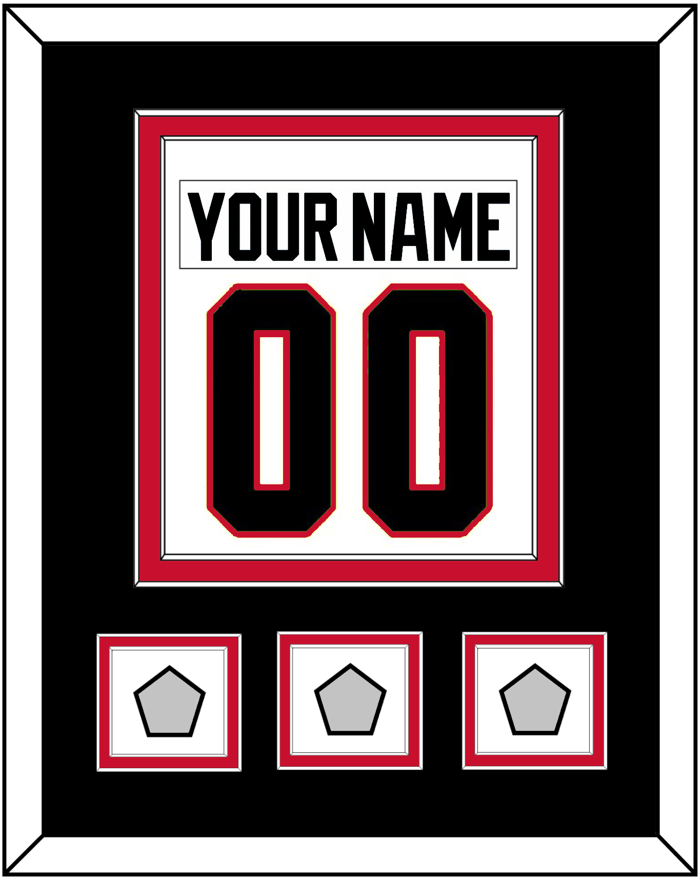 Chicago Nameplate & Number (Back) Combined With 3 Stanley Cup Champions Patches - Road White (2007-2017) - Signature Tier 3