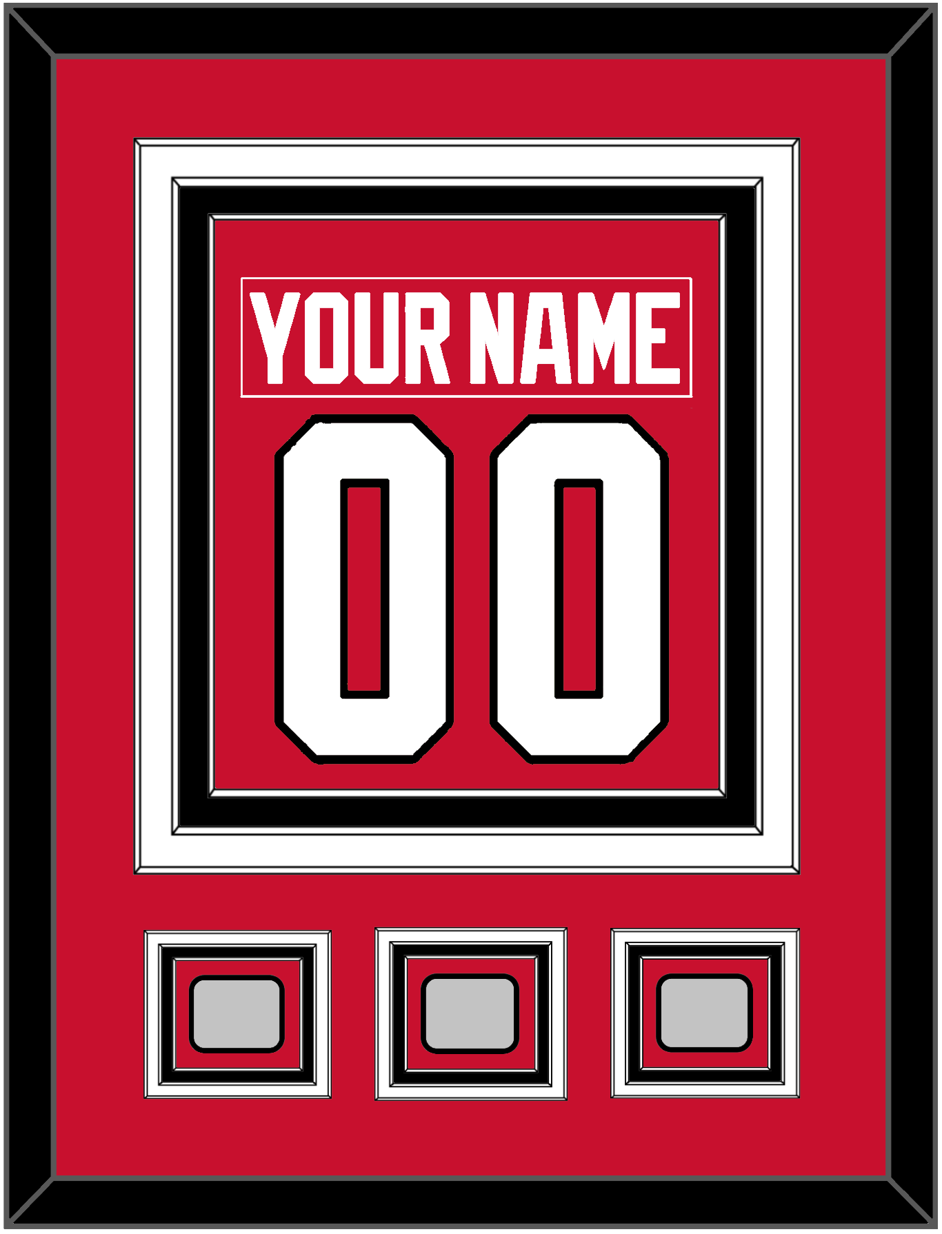 Chicago Nameplate & Number (Back) Combined With 3 Stanley Cup Champions Patches - Home Red (2007-2017) - Premier Tier 2
