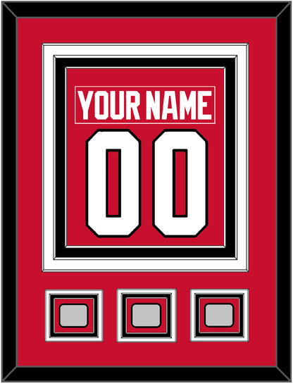 Chicago Nameplate & Number (Back) Combined With 3 Stanley Cup Champions Patches - Home Red (2007-2017) - Premier Tier 2