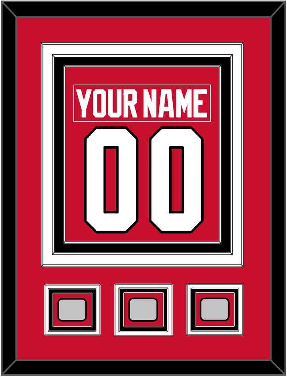 Chicago Nameplate & Number (Back) Combined With 3 Stanley Cup Finals Patches - Home Red (2007-2017) - Triple Mat 2