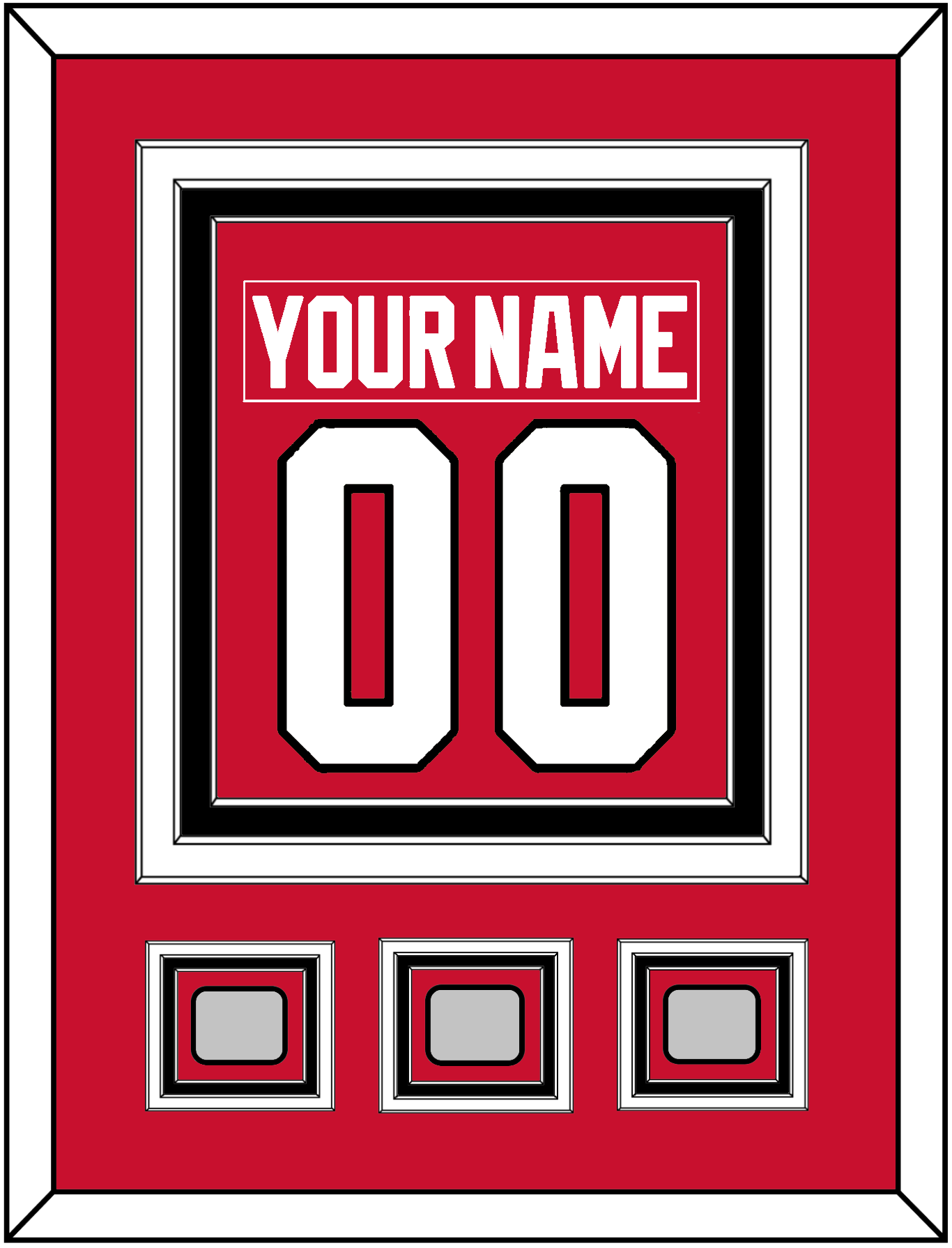 Chicago Nameplate & Number (Back) Combined With 3 Stanley Cup Finals Patches - Home Red (2007-2017) - Premier Tier 2