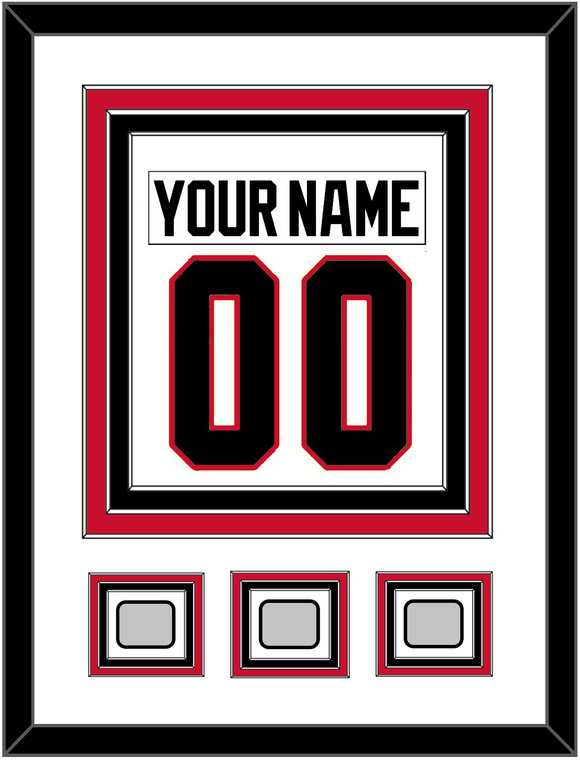 Chicago Nameplate & Number (Back) Combined With 3 Stanley Cup Champions Patches - Road White (2007-2017) - Triple Mat 1