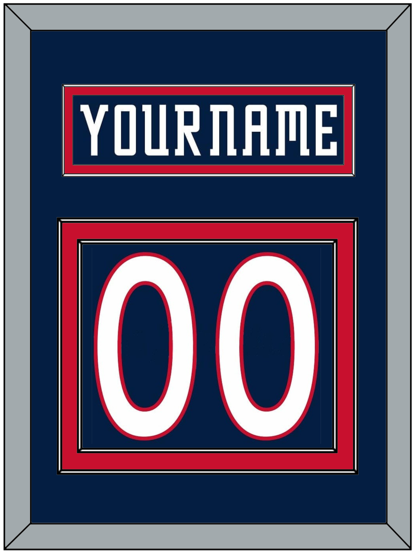 Columbus Nameplate & Number (Back) - Road/Home Navy Blue (2001-2007) - Signature Tier 2