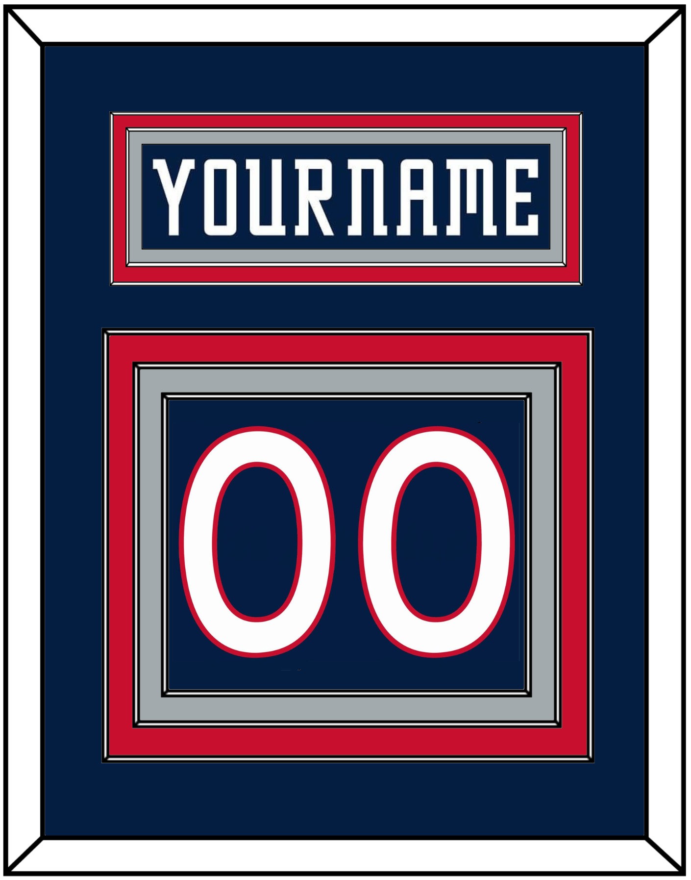 Columbus Nameplate & Number (Back) - Road Navy Blue (2000-2001) - Premier Tier 2