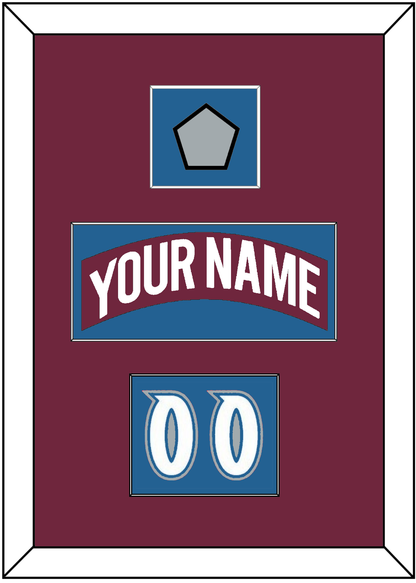 Colorado Nameplate, Number (Shoulder) & Stanley Cup Finals Patch - Road Burgundy (1999-2001) - Essential Tier 2