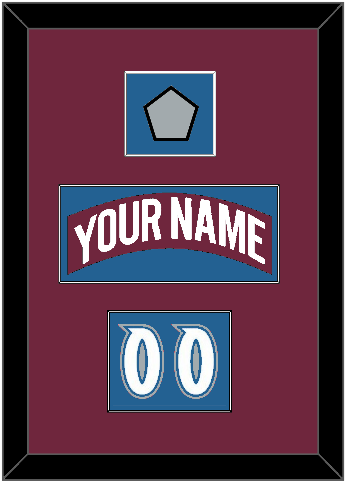 Colorado Nameplate, Number (Shoulder) & Stanley Cup Finals Patch - Road Burgundy (1999-2001) - Essential Tier 2